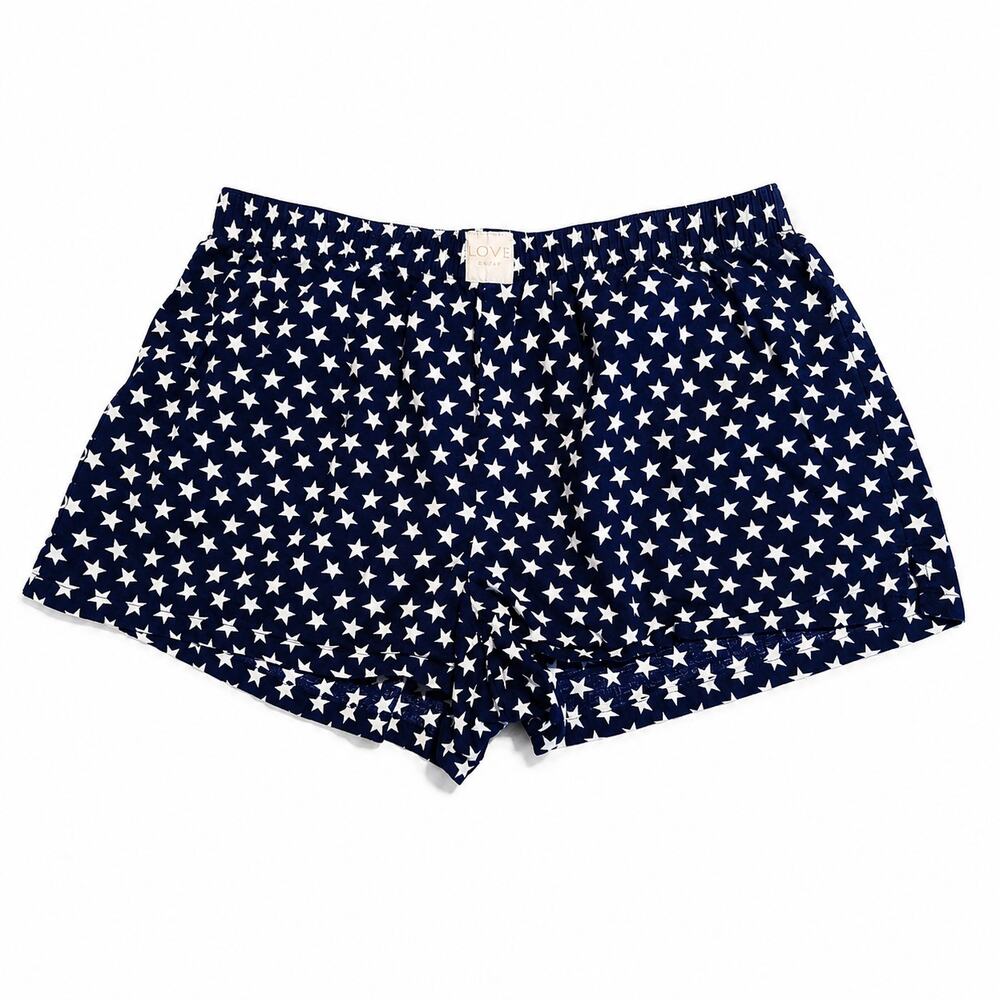 Love by Gap Cotton Poplin Lounge Sleep Shorts Stars Navy M